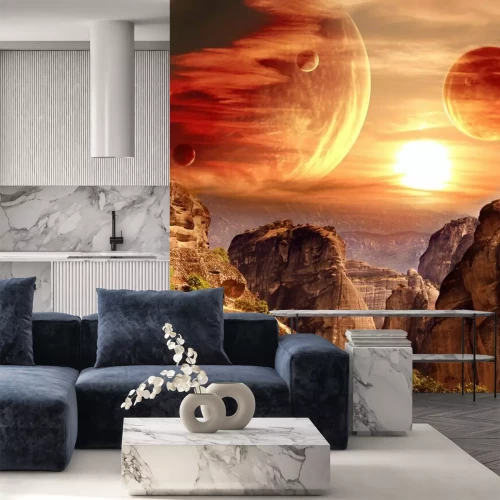 Papier peint  Paysage abstrait de planètes spatiales