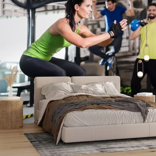 Sticker  Gruppe Männer und Frau beim Formation fonctionnelle dans Fitnessstudio