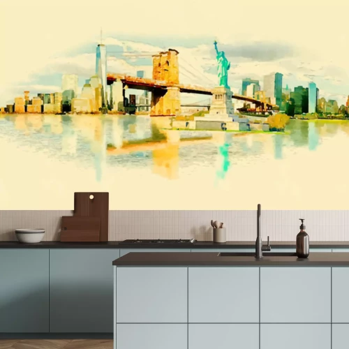 Sticker  Vecteur aquarelle NEW YORK illustration ville