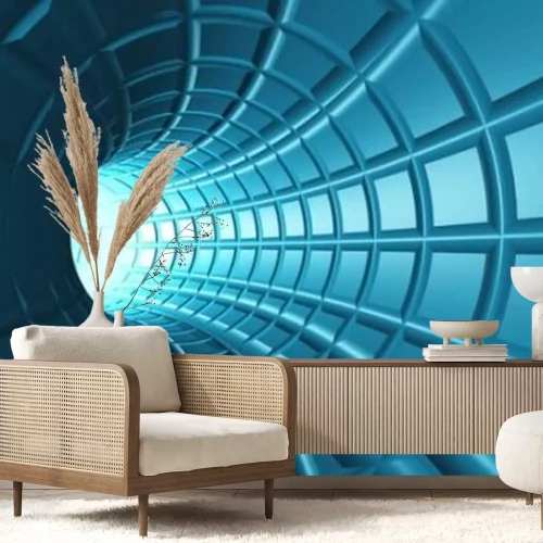 Papier peint  Tunnel bleu 3D