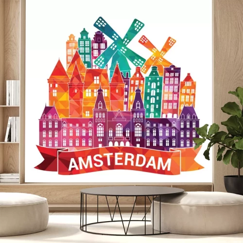 Sticker  Amsterdam. Illustration vectorielle