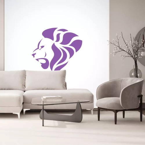 Sticker  Tête de lion de lion de profil dans les graphismes violets