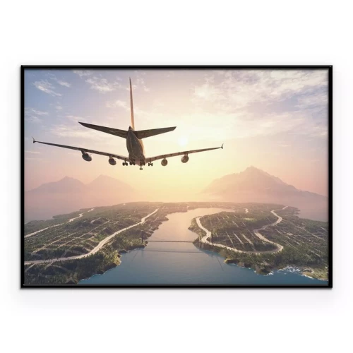 Poster  Un avion survolant une île tropicale