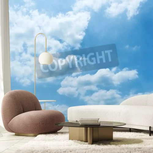 Papier peint  Ciel parsemé de nuages blancs