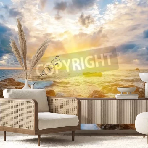 Papier peint  Paysage ensoleillé avec un ruisseau