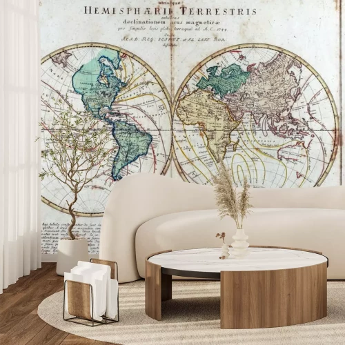 Papier peint  Mappemonde deux moitiés du globe
