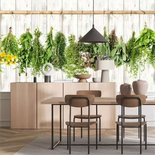 Papier peint  Herbes medicinales. Apothicaire à base de plantes. Lavande, pissenlit, ortie