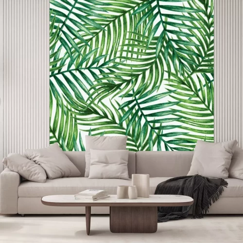 Papier peint  Feuilles de palmier sur fond clair