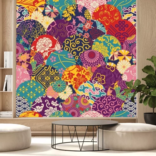 Papier peint  Dessin patchwork style oriental