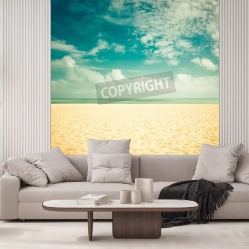 Papier peint  Plage et mer se confondant avec le ciel