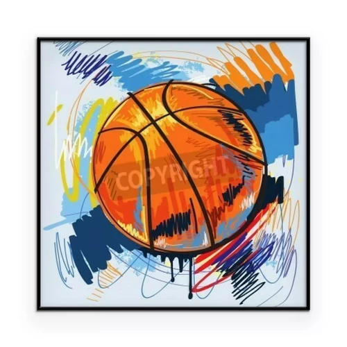 Poster  Graphique représentant un ballon de basket multicolore