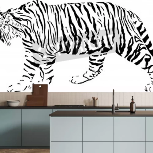 Papier peint  Silhouette de tigre style graphique