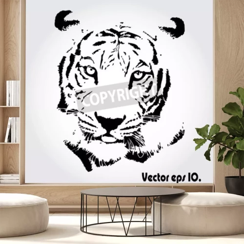 Papier peint  Dessin graphique tigre