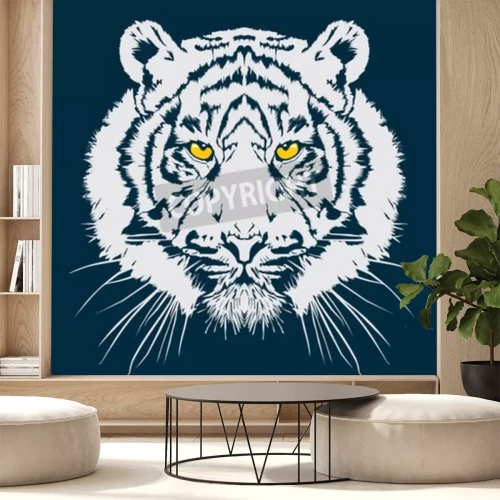 Papier peint  Illustration tigre blanc
