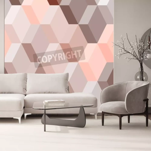Papier peint  Motif 3D rose et marron