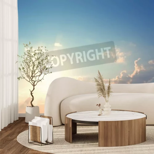 Papier peint  Rayons de soleil traversant le ciel