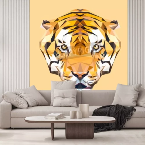 Papier peint  Tête de tigre géométrique
