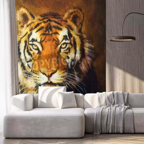 Papier peint  Portrait de tigre style peinture à l'huile