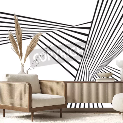 Papier peint  Rayures noires et blanches tridimensionnelles