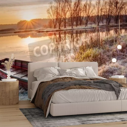 Papier peint  Lever de soleil d'hiver sur un lac