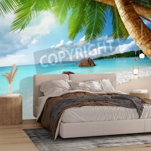 Papier peint  Plage sur l'île de Praslin aux Seychelles