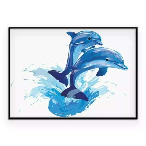 Poster  Image représentant des dauphins qui sautent
