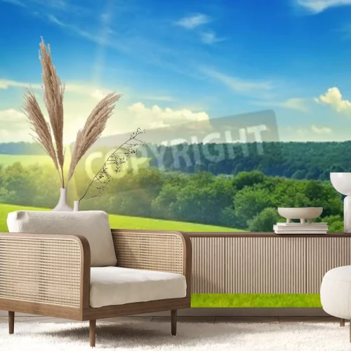 Papier peint  Ciel et superbe paysage vert