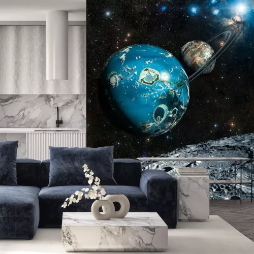 Papier peint  Planètes dans l'espace illustration 3D