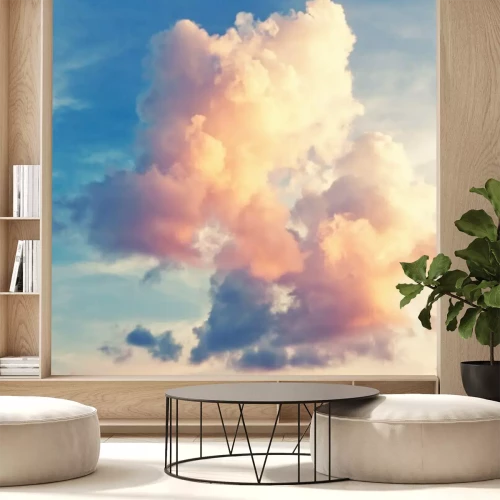 Papier peint  Nuages multicolores sur fond de ciel
