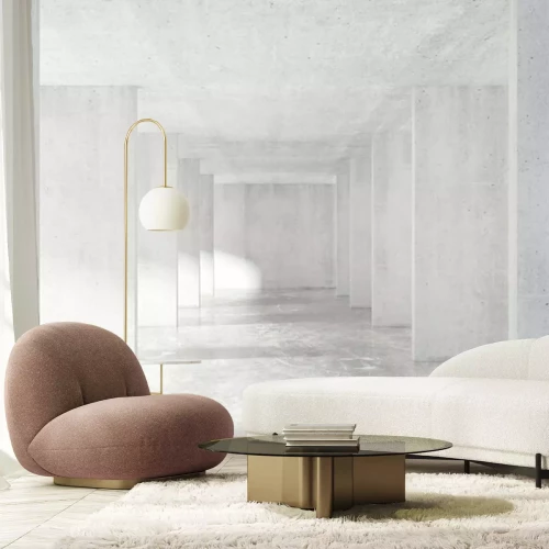 Papier peint  Intérieur en béton clair avec des colonnes formant un tunnel