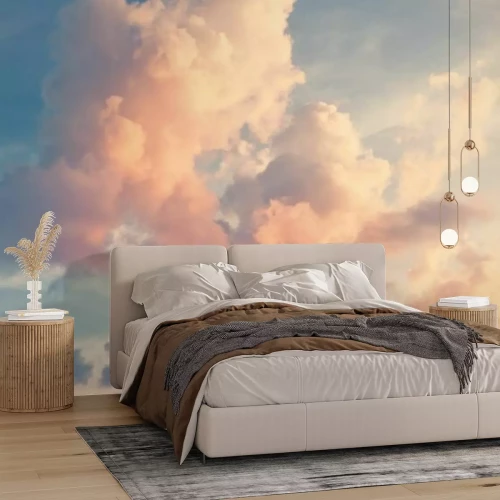 Papier peint  Nuages dans le ciel au coucher du soleil