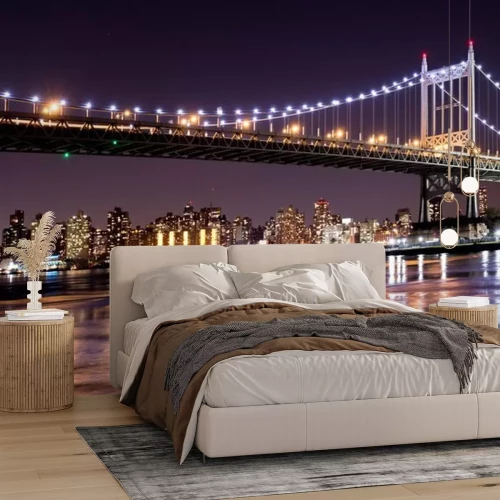 Papier peint  Belle vue de nuit de New York City et de la 59ème rue Ed Koch Pont regardant à travers à Manhattan.