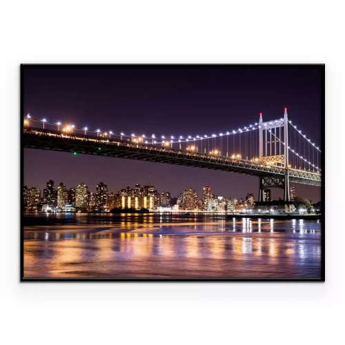 Poster  Belle vue de nuit de New York City et de la 59ème rue Ed Koch Pont regardant à travers à Manhattan.