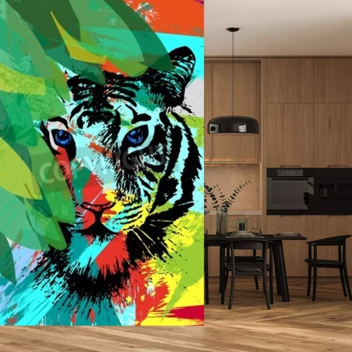 Papier peint  Dessin en couleurs avec un tigre