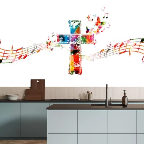 Sticker  Coloré, croix, musique, notes