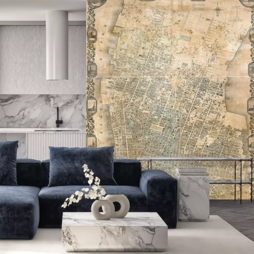 Papier peint  New York sur une vieille carte