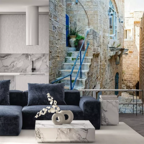 Papier peint  La ville arabe de Jaffa avec des éléments bleus