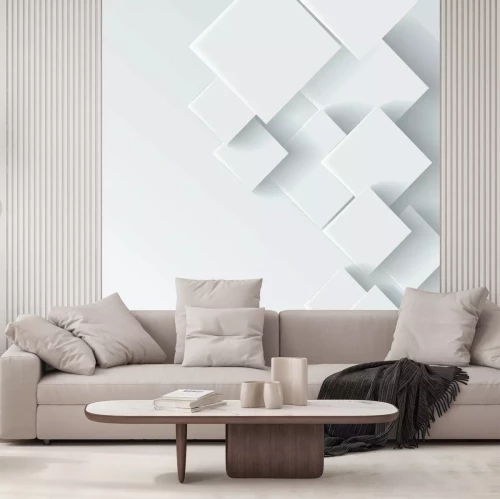 Papier peint  Carrés blancs créant une composition 3D
