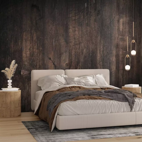 Papier peint  Panneaux en bois brun foncé