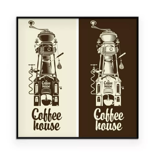 Poster  Enseigne décorative de café avec un motif de moulin à café