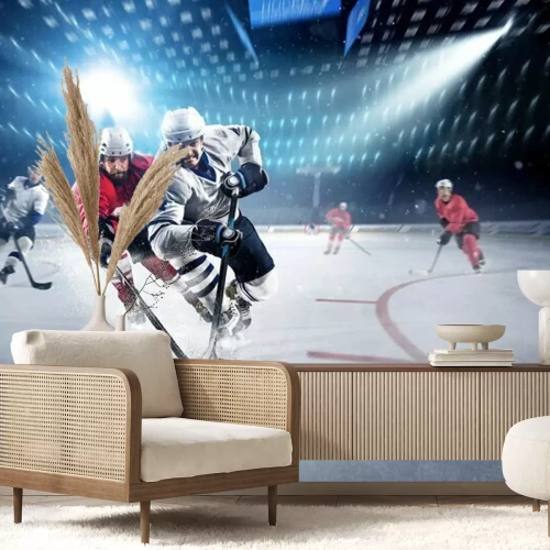 Papier peint  Joueurs de hockey sur le terrain lors d'un match acharné
