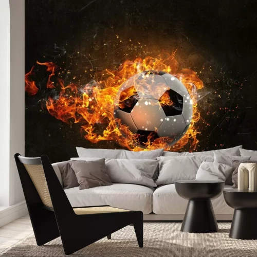 Papier peint  Ballon de football en feu
