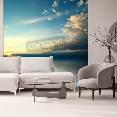 Papier peint  Ciel avec fond d'eau bleue