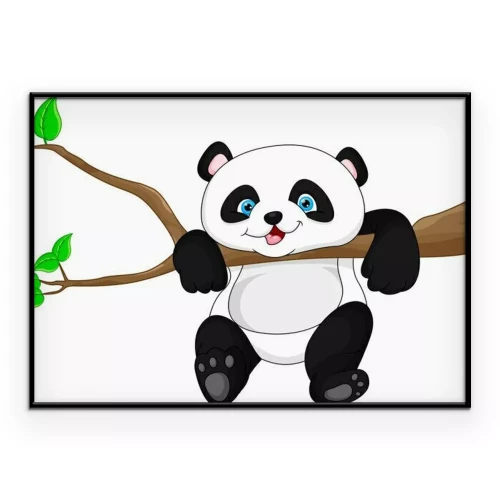 Poster  Un bébé panda accroché à une branche