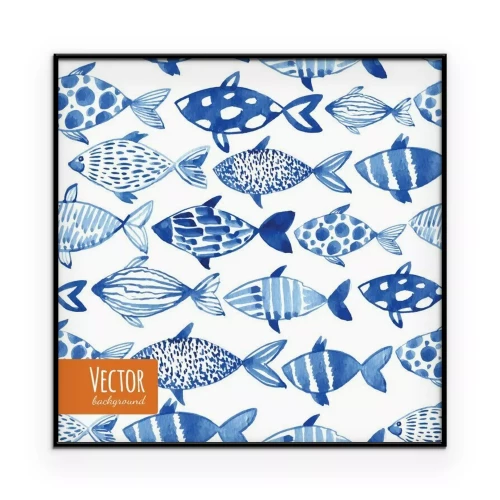 Poster  Motif de poisson bleu pictural