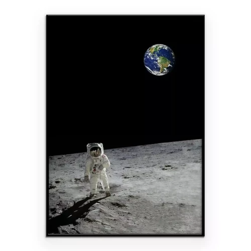 Poster  Vue d'un astronaute sur la Lune avec la Terre en arrière-plan