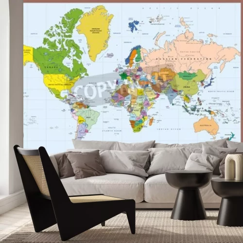 Papier peint  Carte politique détaillée avec majuscules