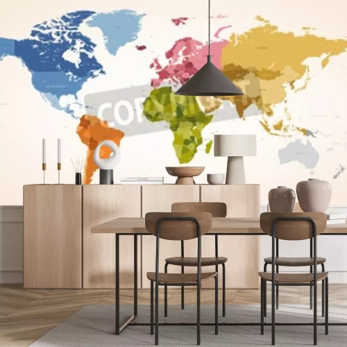 Papier peint  A Couleurs Vintage High Detail vector Carte illustration de la carte du monde entier.