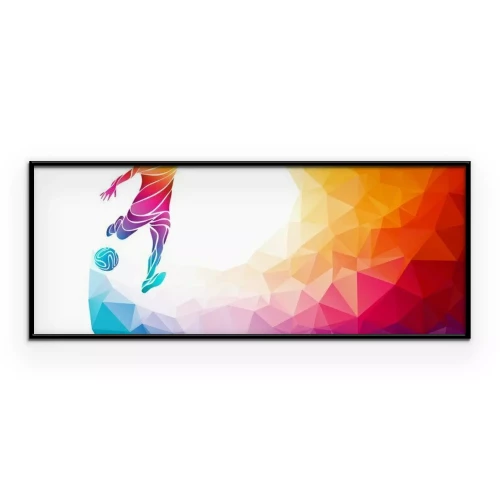 Poster  Image d'un joueur de football et d'un ballon sur un fond multicolore