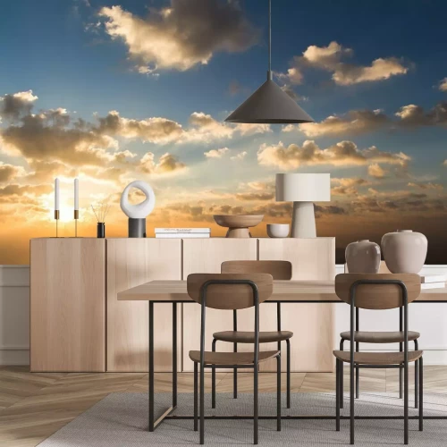 Papier peint  Ciel nuageux au coucher du soleil